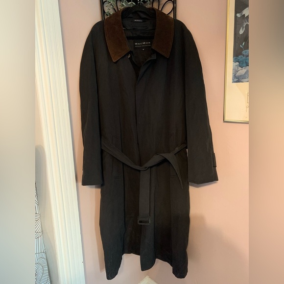 MACMOR Other - MacMor Black Trench Coat Brown suede Collar spring rain coat warm size 46